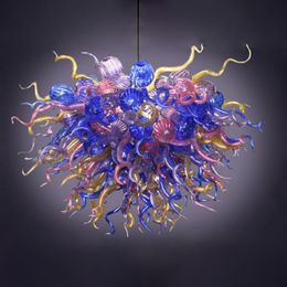 Nordic Style Led Pendant Lamp Multi Colored Chandelier Living Dining Room Kitchen Bar Table Hand Blown Glass Hanging Lights Custom 32 or 36 Inches