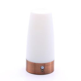 battery operated lamps UK - Night Lights Home Bedroom Round Table Lamp Warm White Decoration Led Wireless Retro Motion Sensor Battery Operated Light Desktop