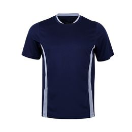 Men Dark blue Short Sleeve Soccer Jersey Team Training Uniform Football Match Shirt Quick Drokr