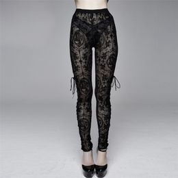 Gothic Sexy Women Leggings Fitness Pants Plus Size Pants Perspective Trousers Side Straps Women Clothes 211014