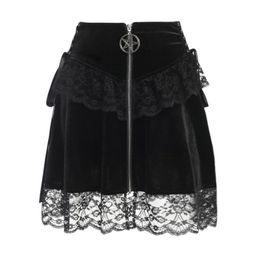 Skirts Black A-Line Slim Mini Short High Waist Pleated Lace Skirt Women Streetwear Clubwear 101A