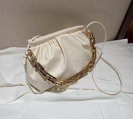 New Thick Chain Shoulder Bags For Women pu Leather Pleated Cloud Bag Cross body Casual Ladies Bag