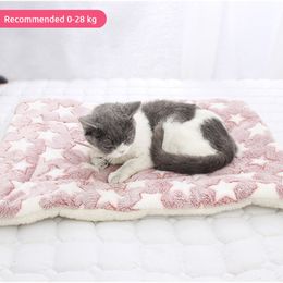 Pet Soft Pet Blanket Winter Dog Cat Bed Mat Foot Print Warm Sleeping Mattress Small Medium Coral Fleece Pet Supplies