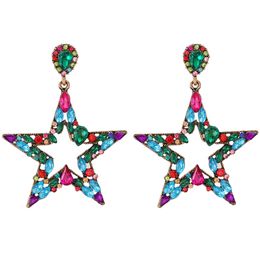 Baroque Crystal Star Pendant Dangle Earrings For Women Fashion Jewellery Maxi Girls' Statement Earrings Accessories