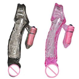 Nxy Dildos Zerosky Reusable Vibrator Extend Soft Dick Ring Male Penis Extension Sleeves Vibrating Massage Sex Toys for Man Women 0105
