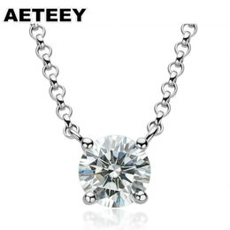 1.0Ct 6.5mm Round Excellent Cut Moissanite Pendant Necklace DF Colour VVS1 18K White Gold Plated Silver 925 Fine Jewellery JE-09 Chains