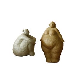 Desk Decoration Resin Abstract Fat Lady Figurines Nordic Creative Woman Ornaments Vintage Home Decor Vintage Table Craft Modern 210811