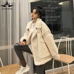 Women's Fur Faux Fur Leiouna Loose Casual Women Autumn Winter Faux Fur Coat Female Warm Soft Fake Fur Jacket Plush Overcoat Pocket Wild Teddy Coats HKD230727