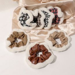 Women Fashion Faux Fur Hair Bands Autumn Winter Elastic Hairbands Korean Style Velvet Ponytail Holder Hair Accessories