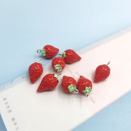 Kawaii Strawberry Resin Charms for Jewelry Making Cute Fruit Pendant Handmade Earring DIY Fashion Jewelry Accessories