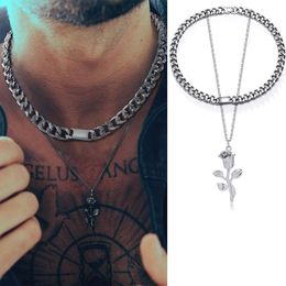 StainlSteel Thicker and Heavier Cuban Chain Choker with Pendant Necklace for Men Jewellery X0509