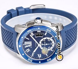 TWF F5 Calibre De Dive WSCA0011 Cal 1904-PS MC Automatic Mens Watch Super Luminous Ceramic Bezel Roman Mark Blue Dial Rubber Watch241o