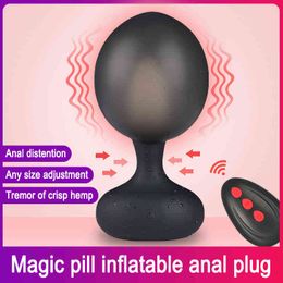 NXY Cockrings Anal sex toys wireless remote control inflatable butt plug, 10 Speed anal vibrator prostate massager expander vibrating buttplugs. 1123 1124