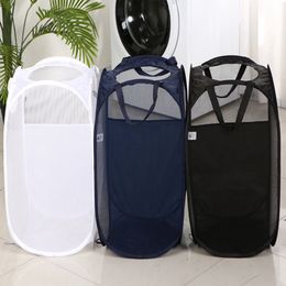 3 colors Empty Mesh Laundry Hamper baskets with Handles Collapsible for Storage bag Folding Clothes Hampers