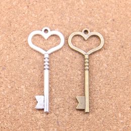 57pcs Antique Silver Bronze Plated vintage skeleton key Charms Pendant DIY Necklace Bracelet Bangle Findings 46*19mm