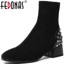 Sexy Shoes For Women Metal Decoration Ankle Boots Ladies Autumn Winter High Heels est 210528