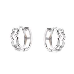 925 Sterling Silver Hoop Earrings 18K Gold plated Jewellery with BOX for women Mens Elegant wave shaped stud Erring
