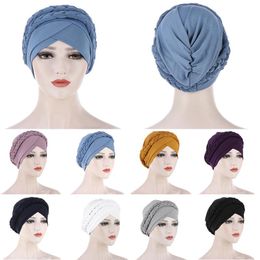 Beanie Skull Caps 1PC Muslim Dress Turban Hat Western Style Baotou Cap Elegant Beautiful Solid Color Hats Hair Accessories For Wom292E
