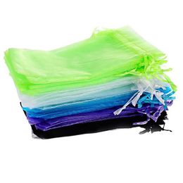 2021 NEW Wholesale 7*9cm Jewellery Bags MIXED Organza Jewellery Wedding Party Favour Xmas Gift Bags Purple Blue Pink Yellow Black With