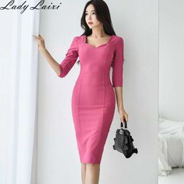 Elegant Dress Sexy Womens Summer Solid Colour Casual OL Business Evening Party bodycon Pencil 210529