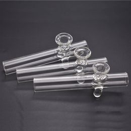 TOP Quality Hand Pipe Thick Glass smoking Pipes 10cm lenght clear Heavy Glass Spoon Pipe Glass Bubblers pipes tobacco oil burner