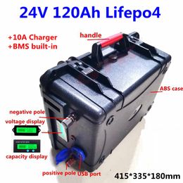 24V 120Ah 100Ah LiFepo4 lithium rion battery pack with BMS 150A for fishing boat motor AGV car truck Marine Caravan +10A charger