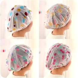 5PCS Cartoon Plastic Shower Bathing Cap Kitchen Hat Dustproof Smokeproof Hood Hair Cover Bathroom Products Women Bath Caps