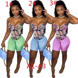 S-XXL Summer women tracksuits 2 Two Piece Pants Suit US Dollar Printing Slim Fitting Sling Short Set Top + Shorts Yoga Fitness Clothes