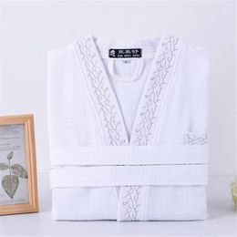 Women's Sleepwear Sexy Nightgowns Solid Waffle Gowns Men Women Cotton Bathrobe Soft El Robes Beauty Salon Robe Ladies Casual Homewear