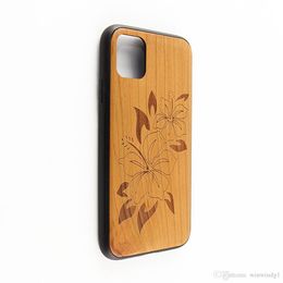 Customized Engraving Wood Phone Cases For Iphone 11 X XS Max XR 8 Cover Nature Carved Wooden Bamboo Back Case Shell