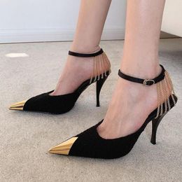 Sandals Women Shoes Pump Black Ankle Strap Stiletto Pointed Toe 2022 Spring Autumn Plus Size Ytmtloy Buckle Jelly Casual