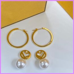 Womens Hoop Earrings Charm Luxury Designer Love Pendants Letter F Gold Earring Jewellery Ladies Ear Studs Boucles D'oreilles Ohrring Earrings