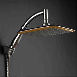 9 Inch Rotate 360 Degree Bathroom quadrate Rainfall Shower Head ABS Chrome Water Saving Shower Extension Arm Shower Head H1209