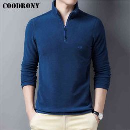 COODRONY Brand Autumn Winter Casual Pure Color Hoodies Sweatshirt Zipper Stand Collar Pullover Men Clothing Soft Warm Coat C4016 211217
