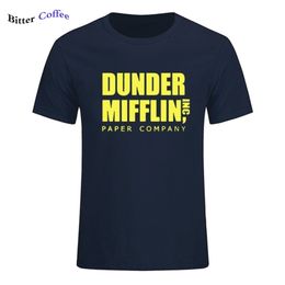 Men Short Sleeve The Office TV Show Dunder Mifflin Paper T-Shirt O- Neck Tee Shirts For Print Cotton T Shirt 210706