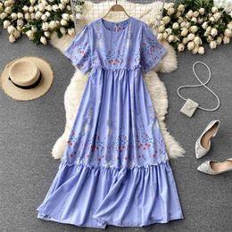 Women's Fashion Round Neck Loose Holiday Summer Short Sleeve Sweet Wood Ear Print Casual Dress Harajuku Korean Vestidos S485 210527