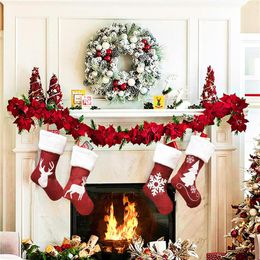 Christmas Stockings Decor Christmas Trees Ornament Party Decorations Santa Snow Elk Design Stocking Candy Socks Bags Xmas Gifts Bag LLE11102