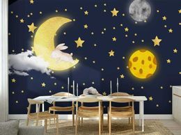 Duvar kağıtları özel nordic karikatür ay yıldız alanı çocuk odası arka plan duvar kağıdı duvar