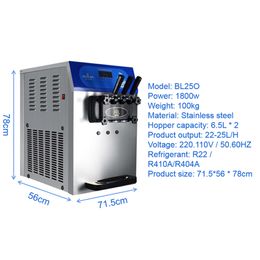 Soft Serve Ice Cream Machine For Commercial Electric Desktop Vending 110V 220V