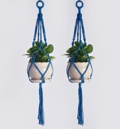 Macrame Plant Hanger Garden Decorations Nylon Rope Wall Hanging Planter Basket Indoor Outdoor Flower Pot Holder Wall Art Vintage Home Decor with Metal Ring 4Colors