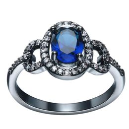Wedding Rings Blue Crystal Fashion Silver Colour CZ Zircon Jewellery For Women Elegant Flower Charming Jewellery Bijoux