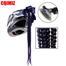 Motorcycle Helmets Women Helmet Twist Braids Ponytail Dirty Gradient Ramp Pig Tail Hair Punk Free Style Biker Decoration