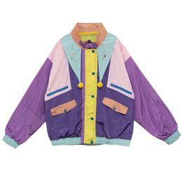 Harajuku Woman Jackets Stand Collar Patchwork Pockets Outerwear Women Coats Streetwear Female Ladies Sudadera 210914