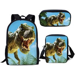 Cool Jurassic World Dinosaur School Bag Sets 3d Teen Boys Girls Schoolbag Student Shoulder Bags Kids Backpack Children Bookbags X0529