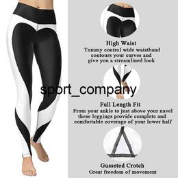 Classical White Leggings Woman Tights Fitness Leggings Sexy Workout Sportswear Black Heart Woman's Clothes 2021