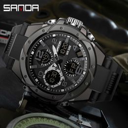 SANDA Sport Men's Watches Top Luxury Digital Pointer Clock Shockproof Stopwatch Quartz Watch 50M Waterproof Men Watch Clock 6008 G1022