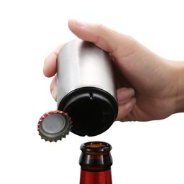 Press Push Down Automatic Beer Bottle Opener Magnet Stainless Steel Wine Soda Cap Remover Restaurant Bar Kitchen Tools