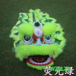 Green 14 inch classic Lion Dance Costume 5-12 Age kid Children WZPLZJ Party Sport Outdoor Parade Stage Mascot China performance Toy Kungfu set Traditional