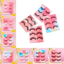 3 pairs 3D Faux Mink Hair Soft False Eyelashes Fluffy Wispy Thick Lashes Handmade Lash Eye Makeup Tools