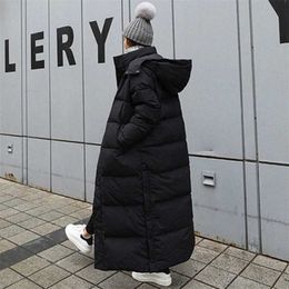 Parka Coat Maxi Long Winter Jacket Women Hooded Pocket Zipper Female Lady Windbreaker Overcoat Outwear Clothing Quilted 211013